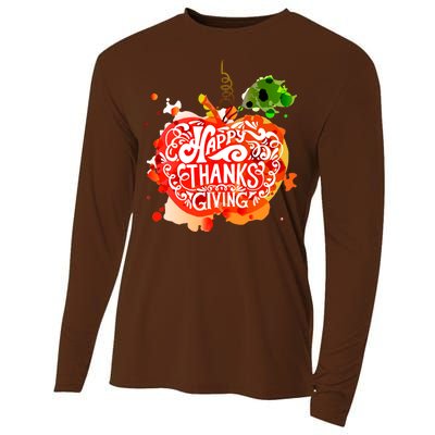 Happy Thanksgiving Pumpkin Splatter Cooling Performance Long Sleeve Crew