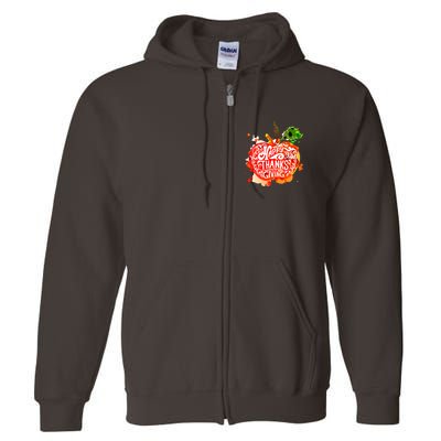Happy Thanksgiving Pumpkin Splatter Full Zip Hoodie