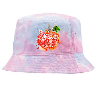 Happy Thanksgiving Pumpkin Splatter Tie-Dyed Bucket Hat