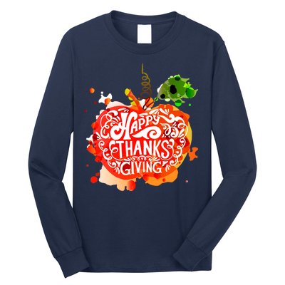 Happy Thanksgiving Pumpkin Splatter Long Sleeve Shirt