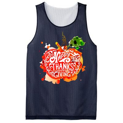 Happy Thanksgiving Pumpkin Splatter Mesh Reversible Basketball Jersey Tank