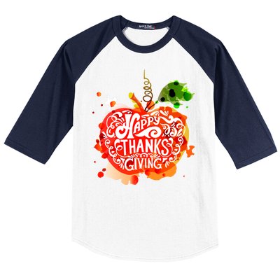 Happy Thanksgiving Pumpkin Splatter Baseball Sleeve Shirt