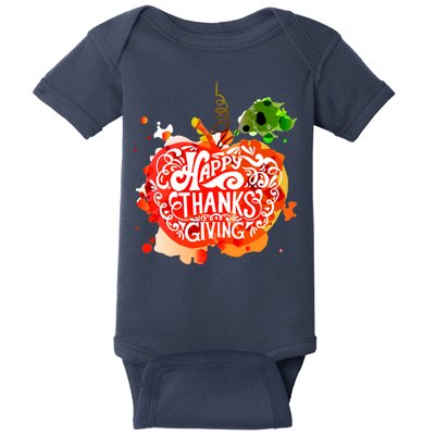 Happy Thanksgiving Pumpkin Splatter Baby Bodysuit