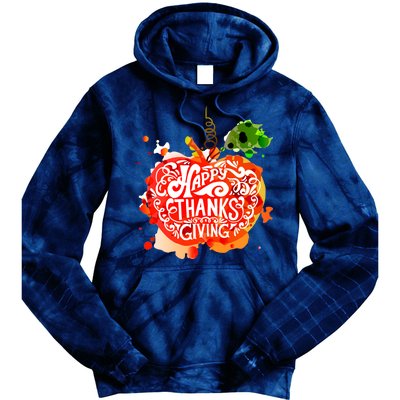 Happy Thanksgiving Pumpkin Splatter Tie Dye Hoodie