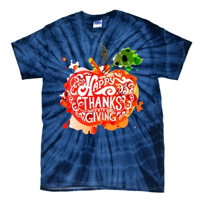 Happy Thanksgiving Pumpkin Splatter Tie-Dye T-Shirt