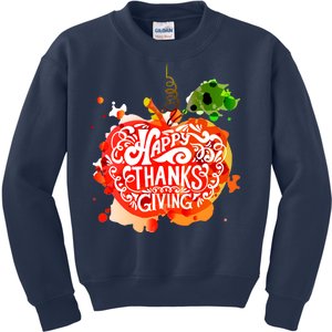 Happy Thanksgiving Pumpkin Splatter Kids Sweatshirt