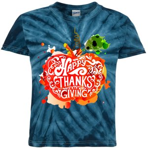 Happy Thanksgiving Pumpkin Splatter Kids Tie-Dye T-Shirt