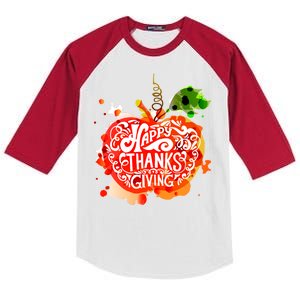 Happy Thanksgiving Pumpkin Splatter Kids Colorblock Raglan Jersey