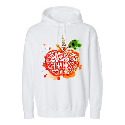 Happy Thanksgiving Pumpkin Splatter Garment-Dyed Fleece Hoodie