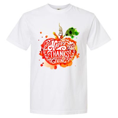 Happy Thanksgiving Pumpkin Splatter Garment-Dyed Heavyweight T-Shirt