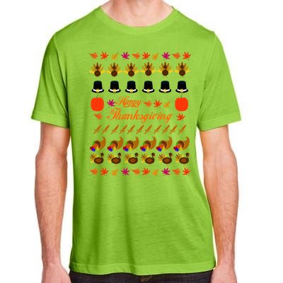 Happy Thanksgiving Turkey Ugly Sweater Adult ChromaSoft Performance T-Shirt