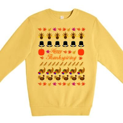 Happy Thanksgiving Turkey Ugly Sweater Premium Crewneck Sweatshirt