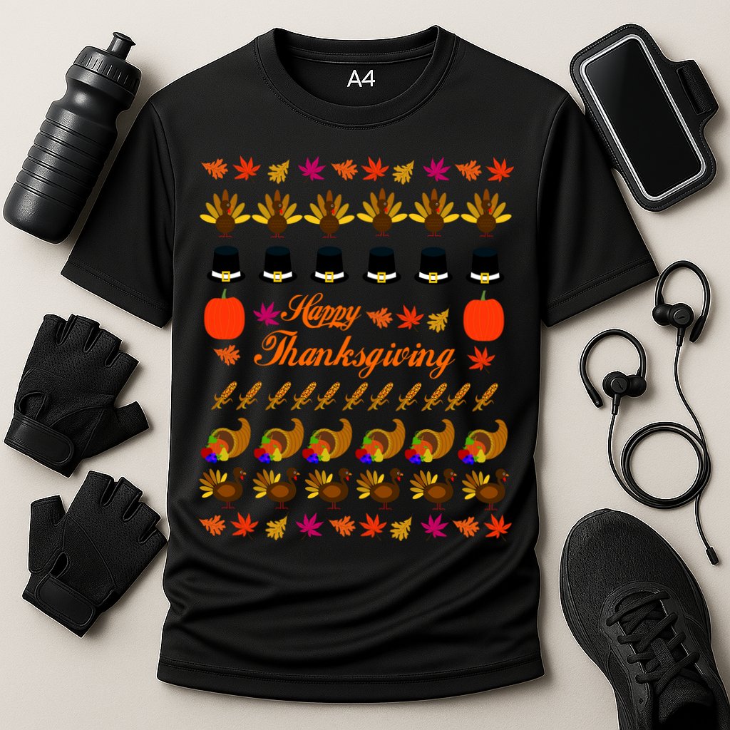 Happy Thanksgiving Turkey Ugly Sweater Performance Shirt