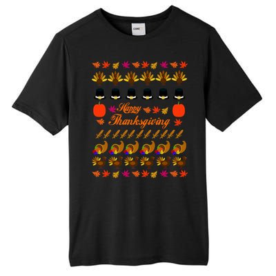 Happy Thanksgiving Turkey Ugly Sweater Tall Fusion ChromaSoft Performance T-Shirt