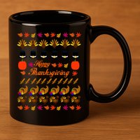 Happy Thanksgiving Turkey Ugly Sweater 11oz C Handle Ceramic Mug