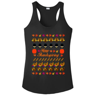 Happy Thanksgiving Turkey Ugly Sweater Ladies PosiCharge Competitor Racerback Tank