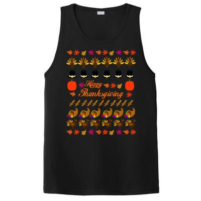 Happy Thanksgiving Turkey Ugly Sweater PosiCharge Competitor Tank