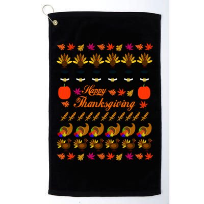 Happy Thanksgiving Turkey Ugly Sweater Golf Towel