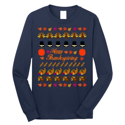 Happy Thanksgiving Turkey Ugly Sweater Long Sleeve Shirt