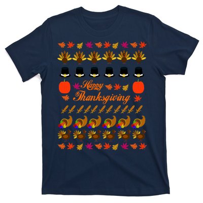 Happy Thanksgiving Turkey Ugly Sweater T-Shirt