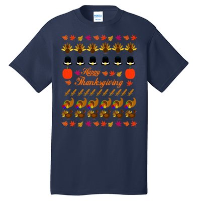 Happy Thanksgiving Turkey Ugly Sweater Tall T-Shirt