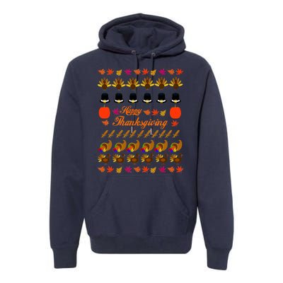 Happy Thanksgiving Turkey Ugly Sweater Premium Hoodie