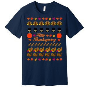 Happy Thanksgiving Turkey Ugly Sweater Premium T-Shirt