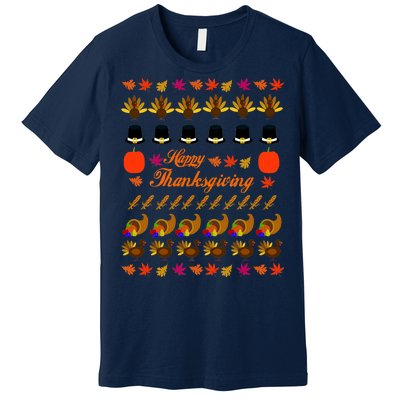 Happy Thanksgiving Turkey Ugly Sweater Premium T-Shirt