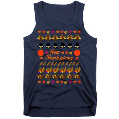 Happy Thanksgiving Turkey Ugly Sweater Tank Top