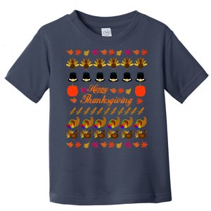 Happy Thanksgiving Turkey Ugly Sweater Toddler T-Shirt