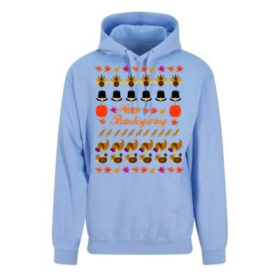 Happy Thanksgiving Turkey Ugly Sweater Unisex Surf Hoodie