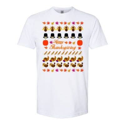 Happy Thanksgiving Turkey Ugly Sweater Softstyle® CVC T-Shirt