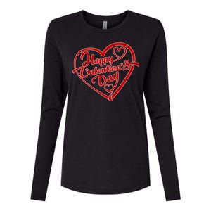 Happy Valentine's Day Heart Womens Cotton Relaxed Long Sleeve T-Shirt