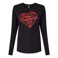 Happy Valentine's Day Heart Womens Cotton Relaxed Long Sleeve T-Shirt