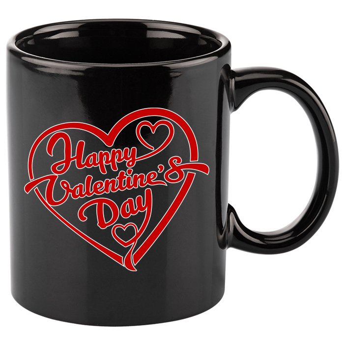 Happy Valentine's Day Heart 11oz C Handle Ceramic Mug