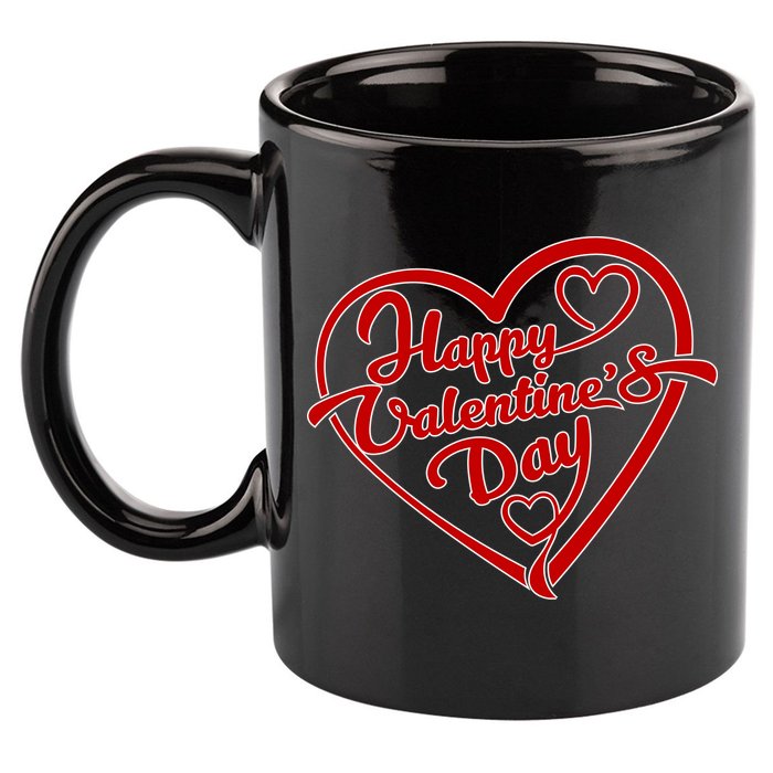 Happy Valentine's Day Heart 11oz C Handle Ceramic Mug