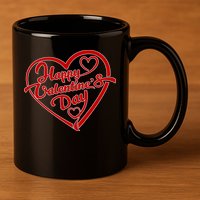 Happy Valentine's Day Heart 11oz C Handle Ceramic Mug