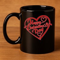 Happy Valentine's Day Heart 11oz C Handle Ceramic Mug