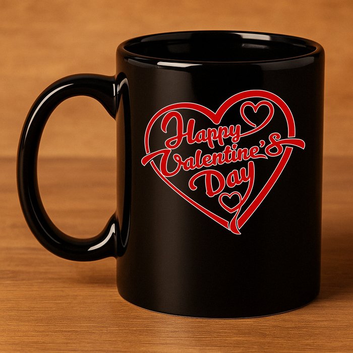 Happy Valentine's Day Heart 11oz C Handle Ceramic Mug