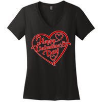 Happy Valentine's Day Heart Women's V-Neck T-Shirt