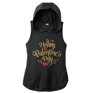 Happy Valentine's Day Love Heart Design Ladies PosiCharge Tri-Blend Wicking Draft Hoodie Tank