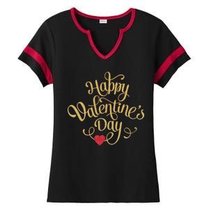 Happy Valentine's Day Love Heart Design Ladies Halftime Notch Neck Tee