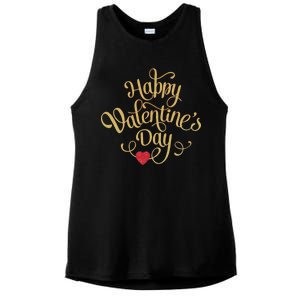 Happy Valentine's Day Love Heart Design Ladies PosiCharge Tri-Blend Wicking Tank