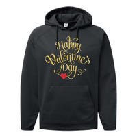 Happy Valentine's Day Love Heart Design Performance Fleece Hoodie