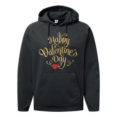 Happy Valentine's Day Love Heart Design Performance Fleece Hoodie