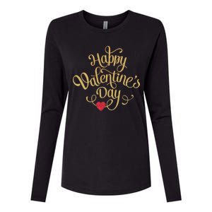 Happy Valentine's Day Love Heart Design Womens Cotton Relaxed Long Sleeve T-Shirt