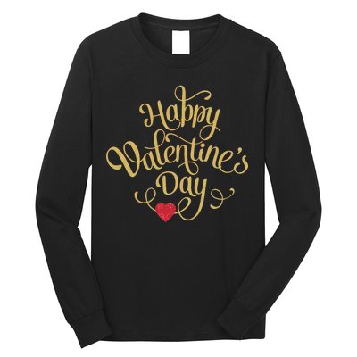 Happy Valentine's Day Love Heart Design Long Sleeve Shirt