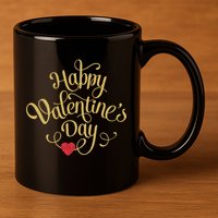 Happy Valentine's Day Love Heart Design 11oz C Handle Ceramic Mug