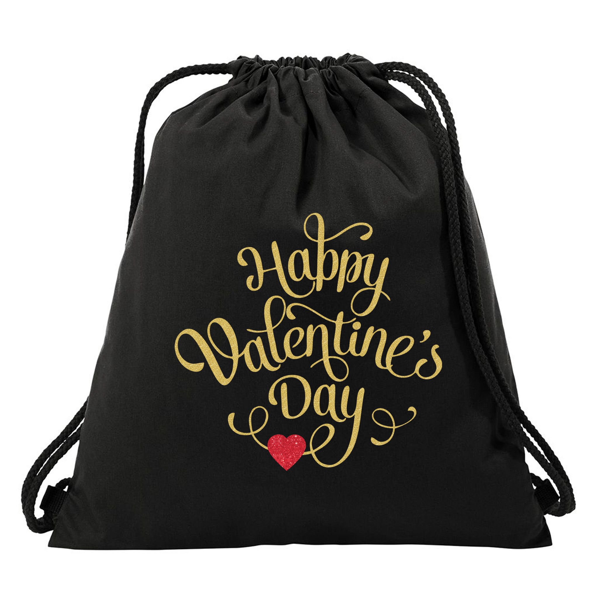 Happy Valentine's Day Love Heart Design Drawstring Bag
