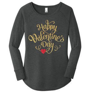 Happy Valentine's Day Love Heart Design Women's Perfect Tri Tunic Long Sleeve Shirt